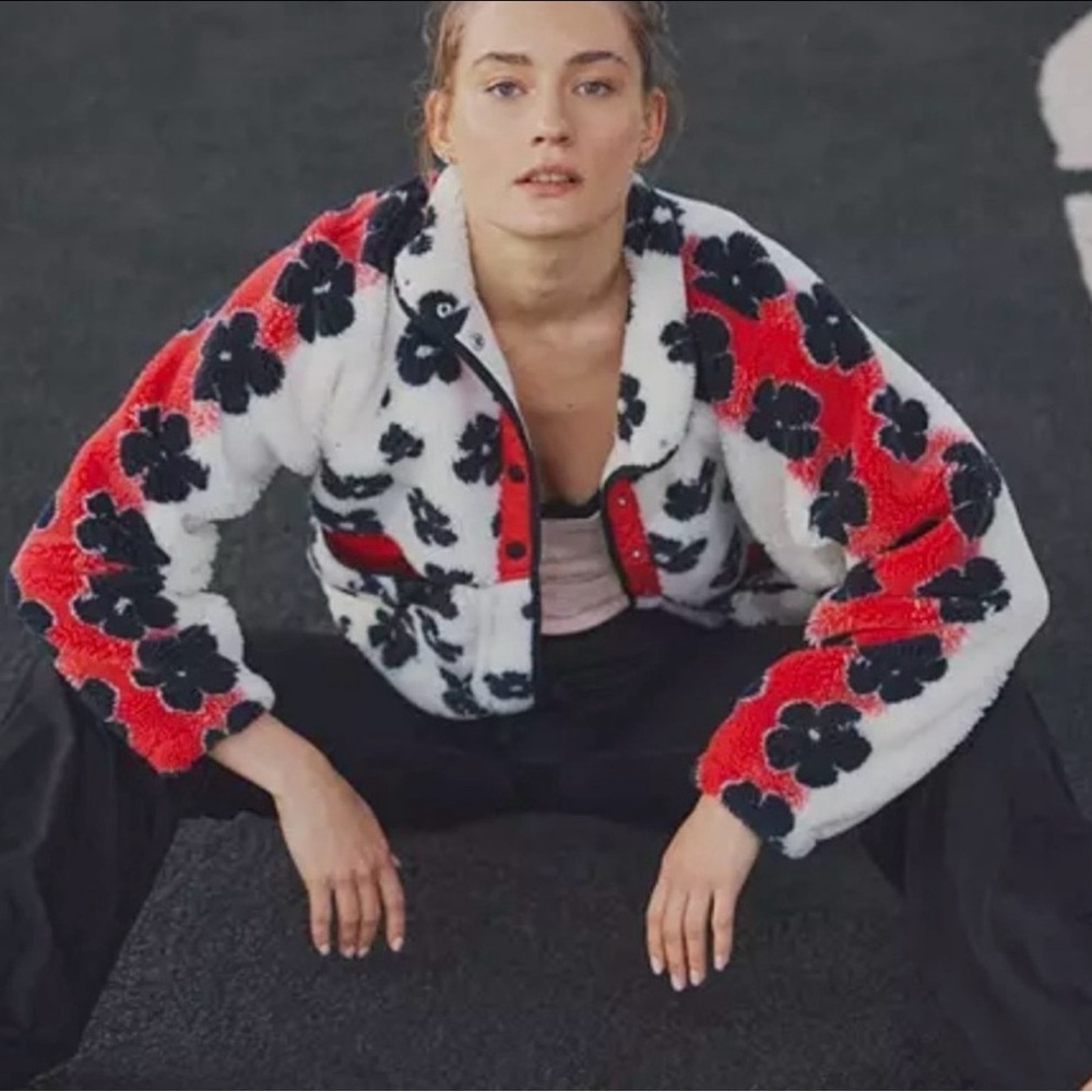 Free People Rocky Ridge Fleece Jacket-Floral Daisy Combo, M, NWT - Picture 8 of 9